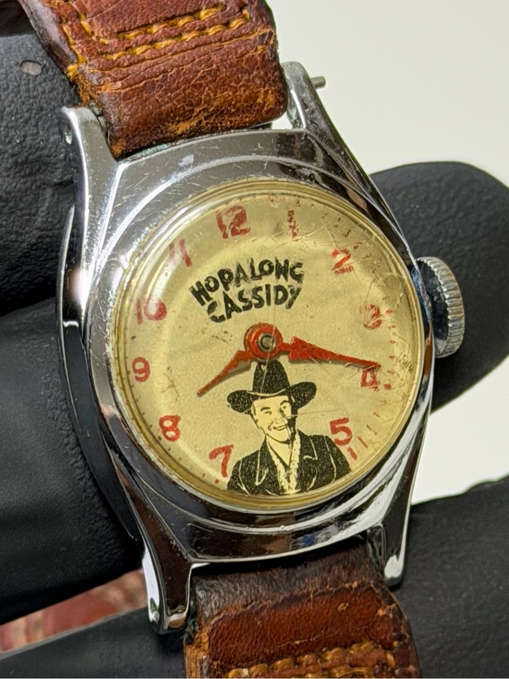 1950’s Vintage Hopalong Cassidy Mechanical Pin-Lever Silver-Tone 23mm Watch